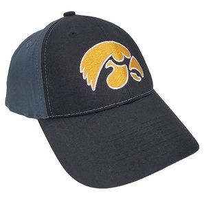 Iowa‎ Hawkeyes Hat Slouch Baseball Cap Black Embroidered Logo Adjustable Strap